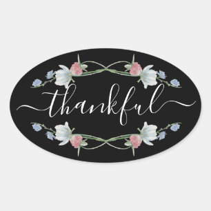 Wild Floral Wreath, Thanksgiving Ovale Sticker