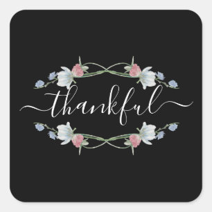 Wild Floral Wreath, Thanksgiving Vierkante Sticker