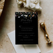 Wild Floral Zwart Bruiloft Menu Keuze RSVP