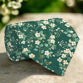 Wild Florals Leaves Nature Green Pattern Stropdas