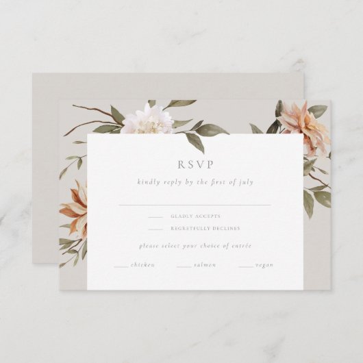 Wild Florals RSVP-kaart met Entrée Choice RSVP Kaartje (Voorkant / Achterkant)