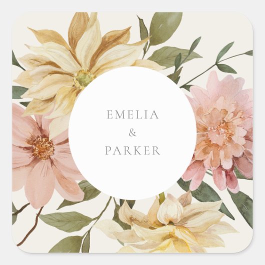 Wild Florals Square Sticker (Voorkant)