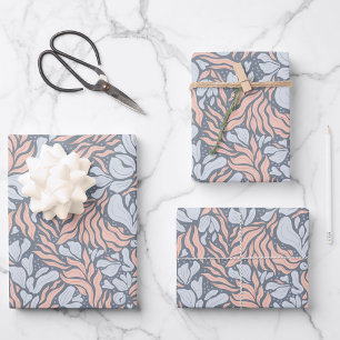 Wild Florals Wrapping Paper - Perzik en Blauw Trio