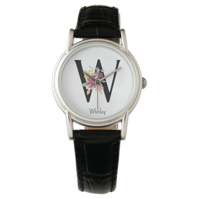 Wild Flower Alphabet W Watch Horloge (Voorkant)