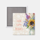 Wild Flower Design denkt dat Happy Thoughts Magnet Magneet (Voorkant / Achterkant)