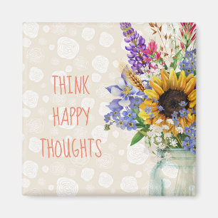 Wild Flower Design denkt dat Happy Thoughts Magnet Magneet