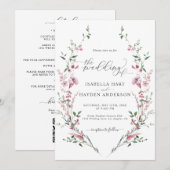 Wild Flower Dusty Roos Alles In Een QR Code Bruilo Kaart (Voorkant / Achterkant)