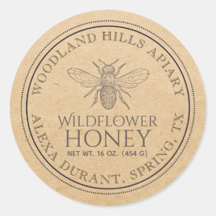 Wild Flower Editable Kraft Honey Jar Bee Label