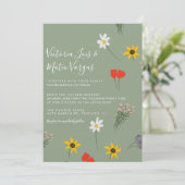 Wild Flower Floral Greenery Wedding Sage Green Kaart (Staand voorkant)