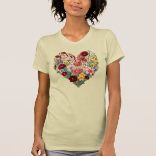 Wild Flower Heart T-shirt, Natuur Lover T-shirt