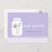 Wild Flower Mason Jar en Lace Baby shower Uitnodiging Briefkaart (Voorkant / Achterkant)