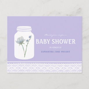 Wild Flower Mason Jar en Lace Baby shower Uitnodiging Briefkaart