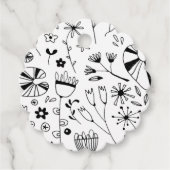 Wild Flower Monochrome Bedankjes Labels (Voorkant)