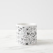 Wild Flower Monochrome Modern Espresso Kop (Voorkant)