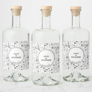 Wild Flower Monochrome Modern Likeurfles Etiket