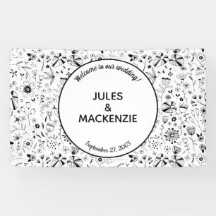 Wild Flower Monochrome Modern Wedding Spandoek