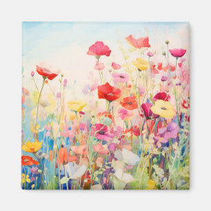 Wild Flower Poppy Concept Abstracte kleurrijke kun Magneet