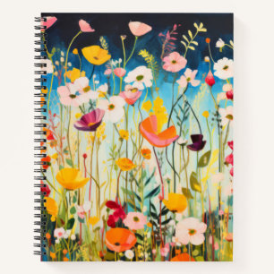 Wild Flower Poppy Concept Abstracte kleurrijke kun Notitieboek