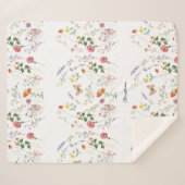 Wild Flower Pressed Floral Tekst toevoegen Sherpa  Sherpa Deken (Voorkant (horizontaal))