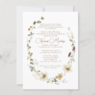 Wild Flower quinceañera uitnodiging