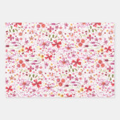 Wild Flower Waterverf Bloemenroze en wit Inpakpapier Vel (Voorkant 2)