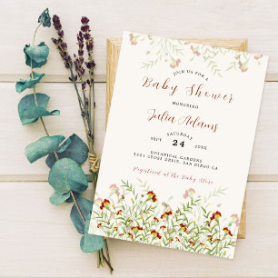 Wild Flower Yellow Marigold Foliage Baby shower Kaart