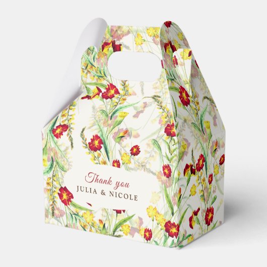 Wild Flower Yellow Marigold Foliage Wedding Bedankdoosjes (Voorkant Zijde)