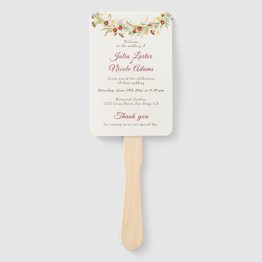 Wild Flower Yellow Marigold Foliage Wedding Handwaaier (Voorkant)