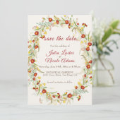 Wild Flower Yellow Marigold Foliage Wedding Save The Date (Staand voorkant)