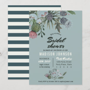 Wild Flowers   blauw   Bridal Shower-uitnodigingen Kaart