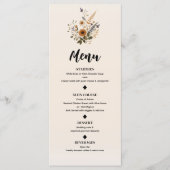 Wild Flowers Bloemen Boheems Bruiloft Menu (Voorkant)