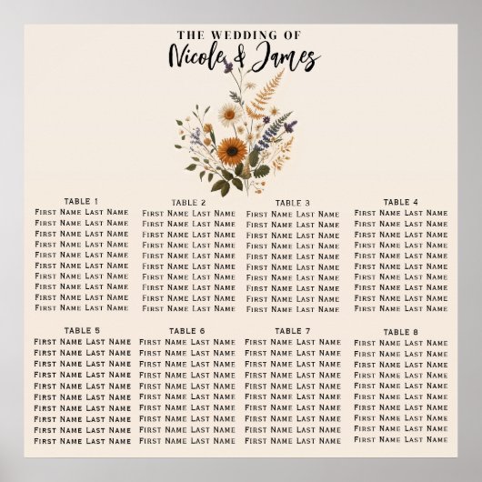 Wild Flowers Bloemen Boho Trouwstoel Poster (Voorkant)