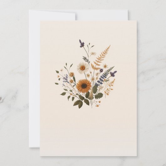 Wild Flowers Bloemen Bunch Bohemian Bruiloft Kaart (Achterkant)
