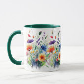Wild Flowers Bloemen Waterverf Boho Gift voor haar Mok (Links)