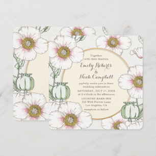 Wild Flowers Country Weddenschap Pastel Floral Mod Kaart