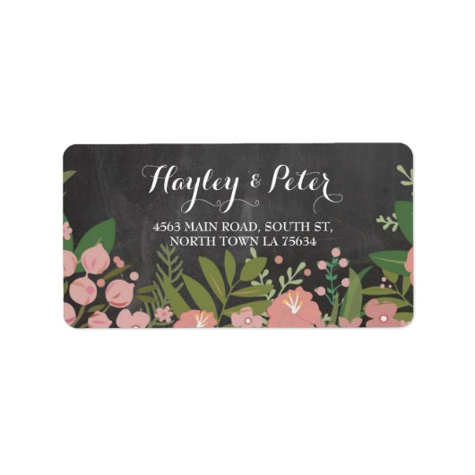Wild Flowers Elegant Chalk Adresetiketten Stickers (Voorkant)