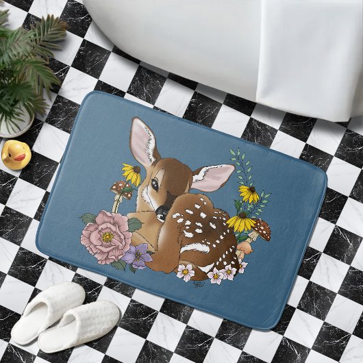 Wild Flowers Fawn Blue Badmat