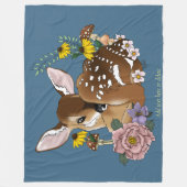 Wild Flowers Fawn Blue Fleece Deken (Voorkant)