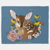 Wild Flowers Fawn Blue Fleece Deken (Voorkant (Horizontaal))