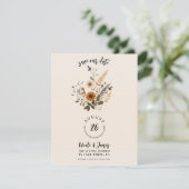 Wild Flowers Floral Boho Save the Date Kaart (Staand voorkant)