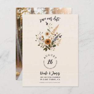 Wild Flowers  Floral Boho Save the Date Kaart