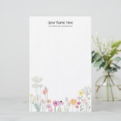 Wild Flowers Linen Stationery Briefpapier (Staand voorkant)