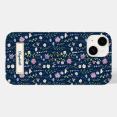 Wild Flowers Pattern Blue navy Background Case-Mate iPhone Case (Achterkant (horizontaal))