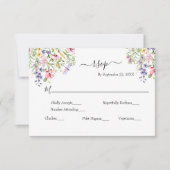 Wild Flowers Pink Paars Yellow Boho Wedding RSVP (Voorkant)
