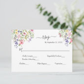 Wild Flowers Pink Paars Yellow Boho Wedding RSVP (Staand voorkant)