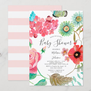 Wild Flowers Poppy   BABY SHOWER   Uitnodigingen