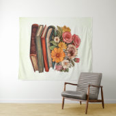 Wild Flowers Retro Boeken Wandkleed (In Situ (horizontaal))