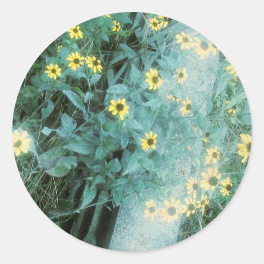 Wild Flowers Ronde Sticker (Voorkant)