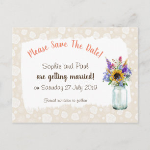 Wild Flowers Save The Date Briefkaart