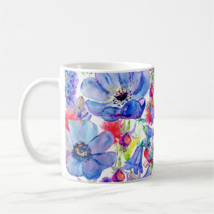 Wild Flowers Waterverf Behang Koffiemok